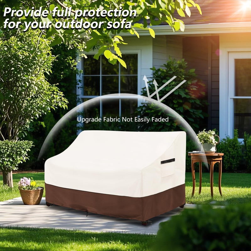 Osileyo sileyo Patio Sofa Covers,100% Waterproof 3-Seater Outdoor Loveseat/Bench Cover,Patio Furniture Covers,76"" Wx 32"" Dx 32"" H,Beige&Brown - Image 4